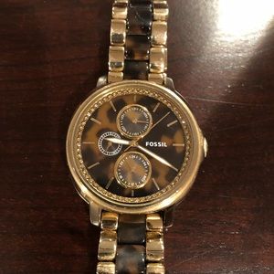 Fossil watch - gold and tortoise
